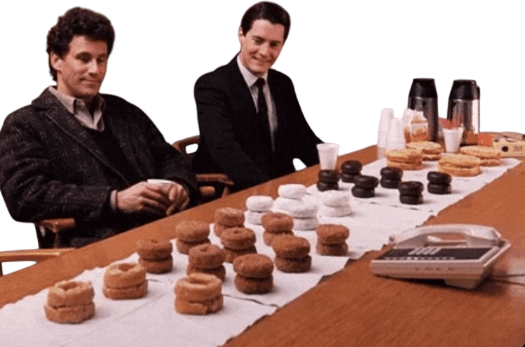 Watching Twin Peaks, with a coffee and a donut