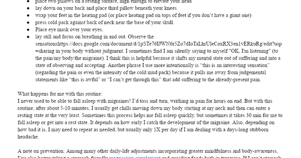 My migraine routine