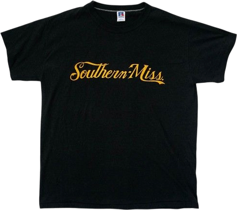 Vintage Russel Southern Miss Single Stitch Black T-Shirt Men's Size Large