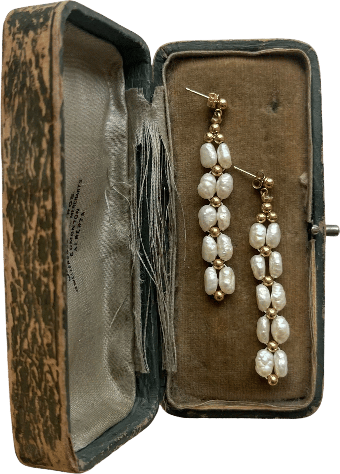 Vintage 14k Freshwater Rice Pearl Drop Earrings