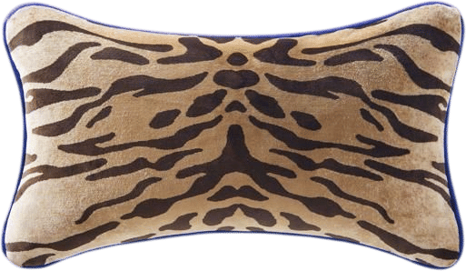 Bronze Tiger Lumbar 12" X 20" - Blue Piping