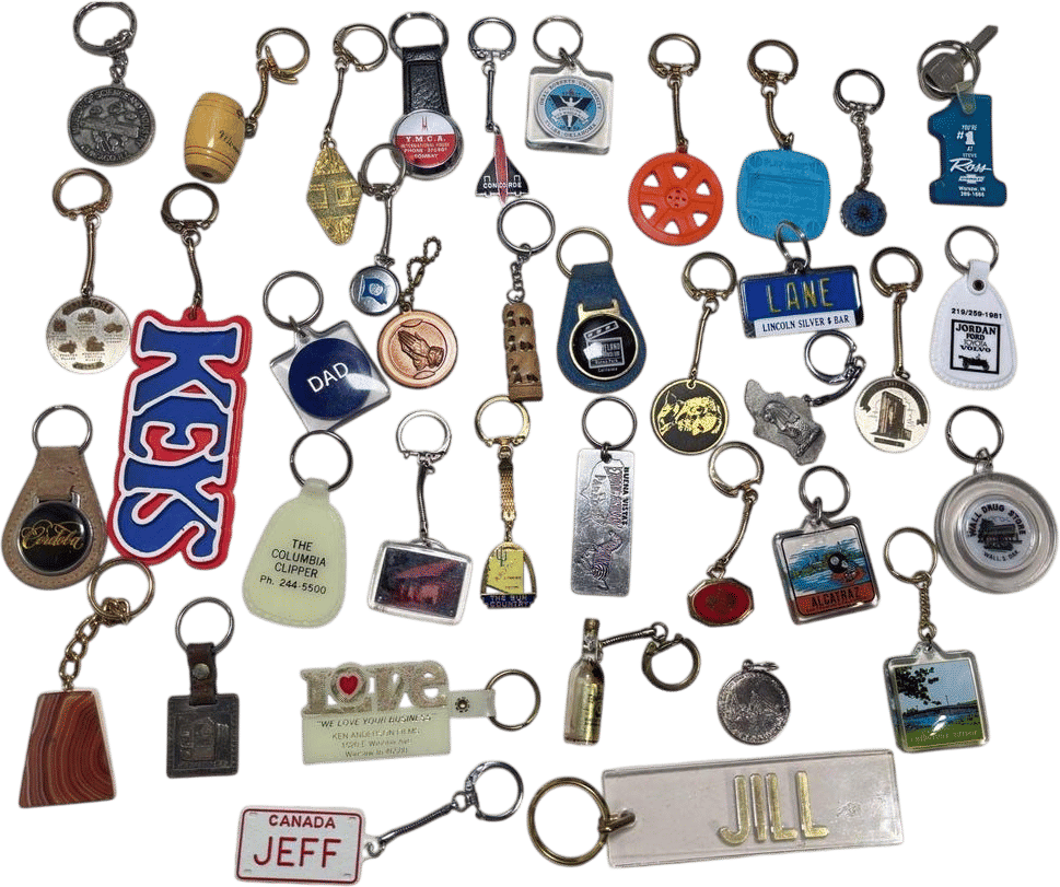 Vintage Keychain Lot: Alcatraz, Wall Drug, Concorde (35+ Pc)