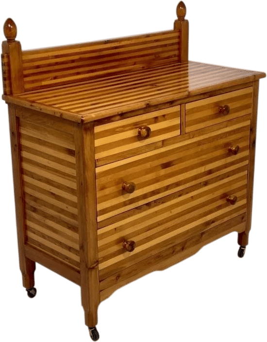 1940s Custom Handmade Walnut and Maple Dresser