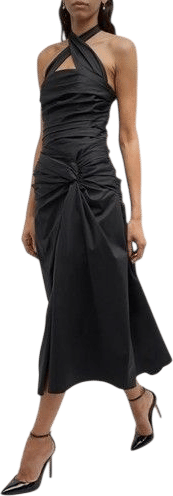 Gathered Halter Midi Dress