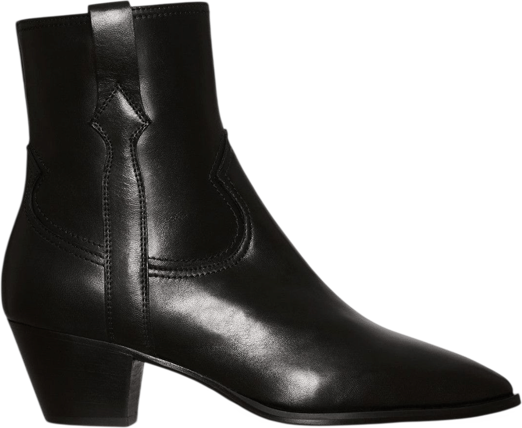 Lou Western Boot in Black Leather