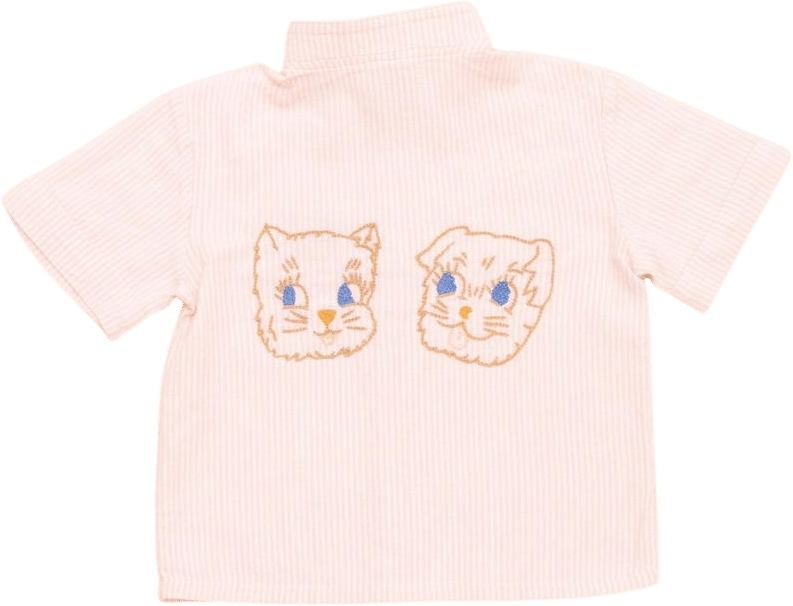 French Vintage Pink Shirt Top Blouse With Cat and Dog Embroideries Kids 18-24M 2T - Etsy