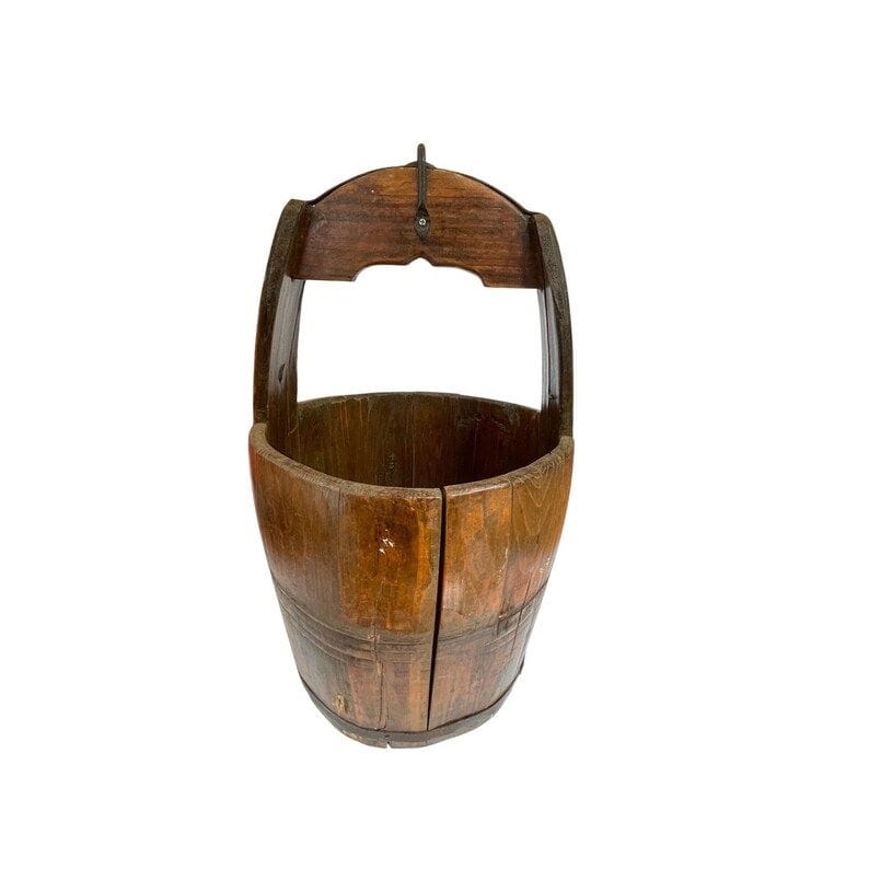 Antique Primitive Wooden Water Well Bucket Rustic Decor Iron Metal 22" Heavy - Etsy