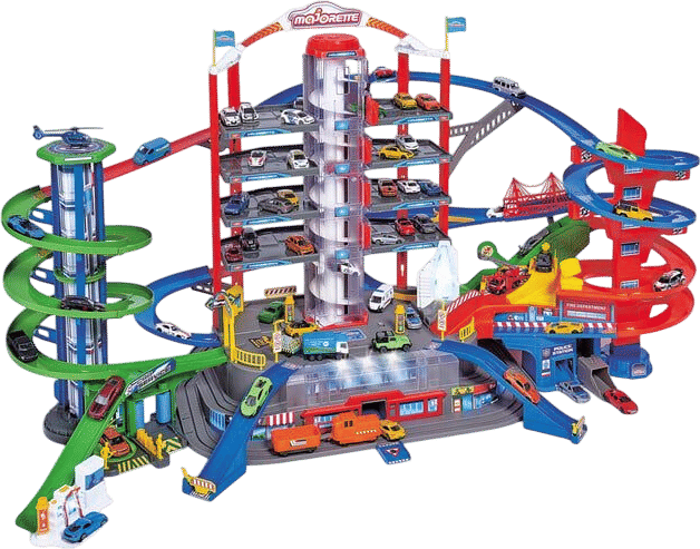 Dickie Toys - Majorette Super City Garage Playset with 6 Die-Cast Cars