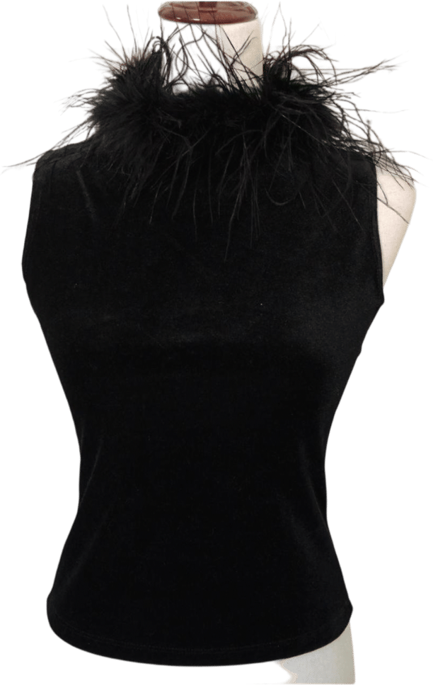 Ostrich Collar Black Top