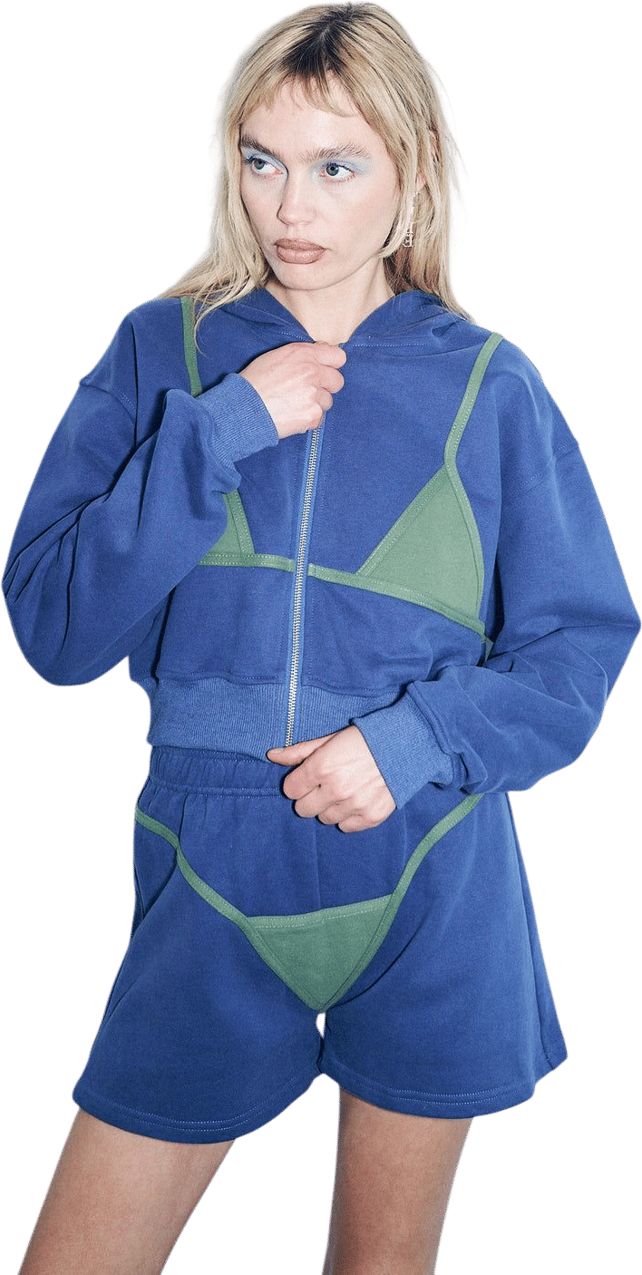 Fashion Brand Company Bikini Bod Zip-up Sweatshirt Blue/Green