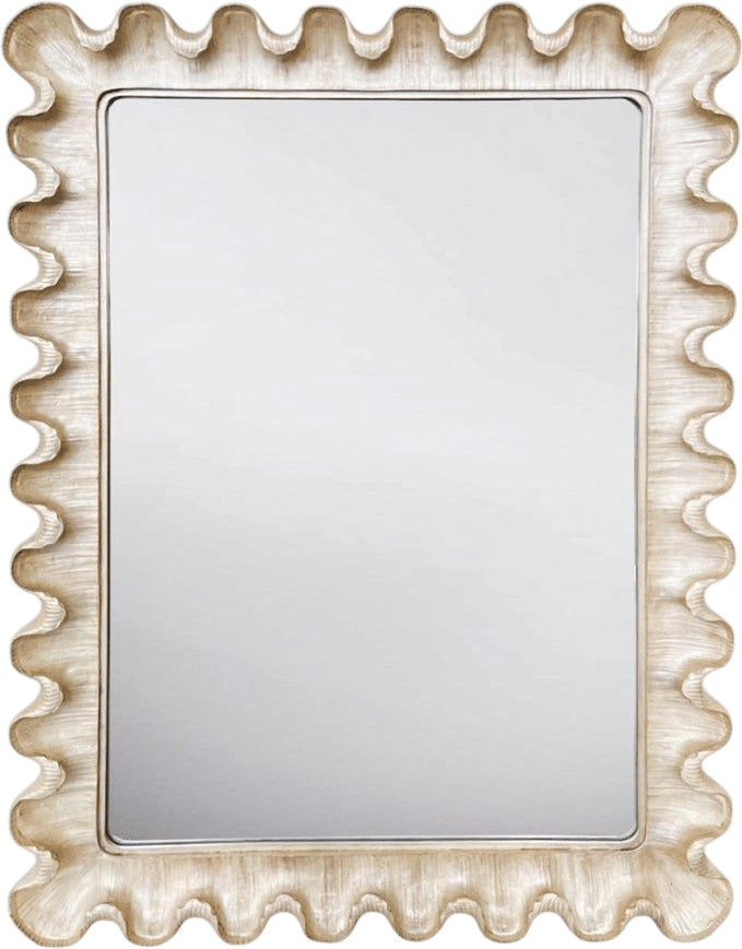 1940s Italian Silver Leaf Scalloped Wall Mirror