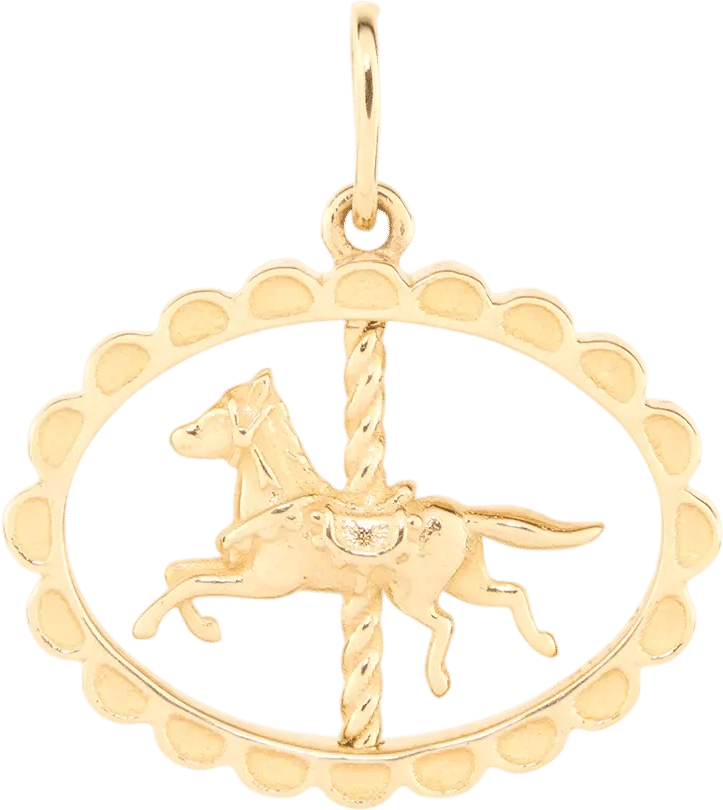Carousel Horse Spinner Charm, Yellow Gold