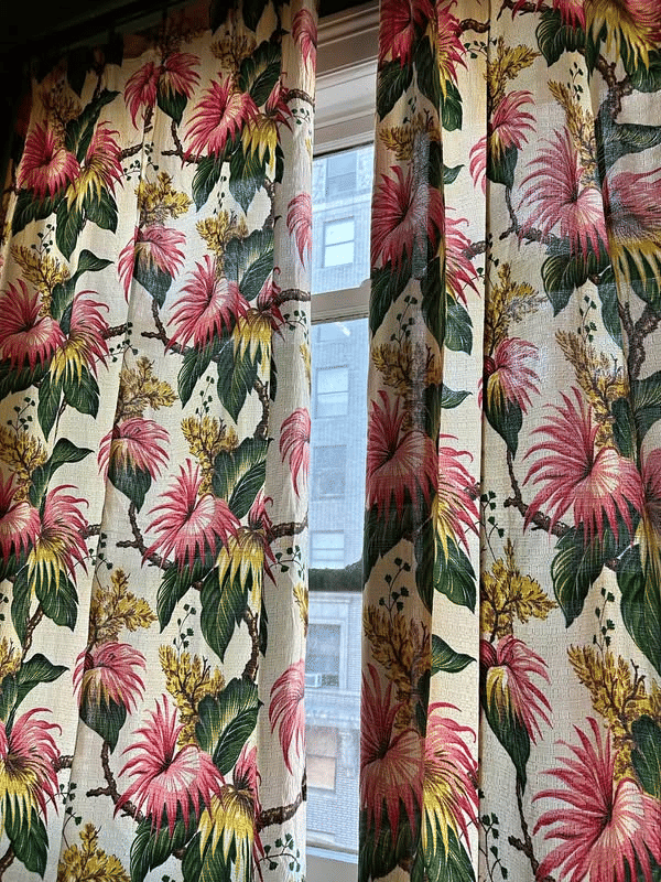 1960s Art Deco Hibiscus Drapes