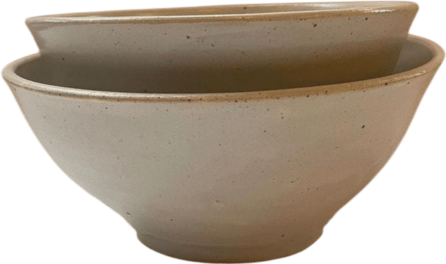 Signed Studio Pottery Bowls Set of 2, Speckeled White Glaze, 7"dia, 6"dia - Etsy