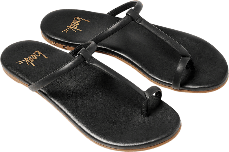 Beek Teebird Leather Toe Ring Sandal - Black