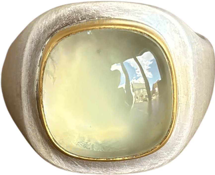 Pillow Prehnite Signet Ring