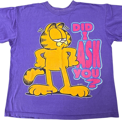 Vtg Garfield 'Did I Ask You?' Purple Shirt (1X)