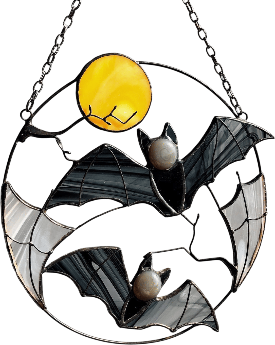 Gothic Bat Moon Stained Glass Suncatcher