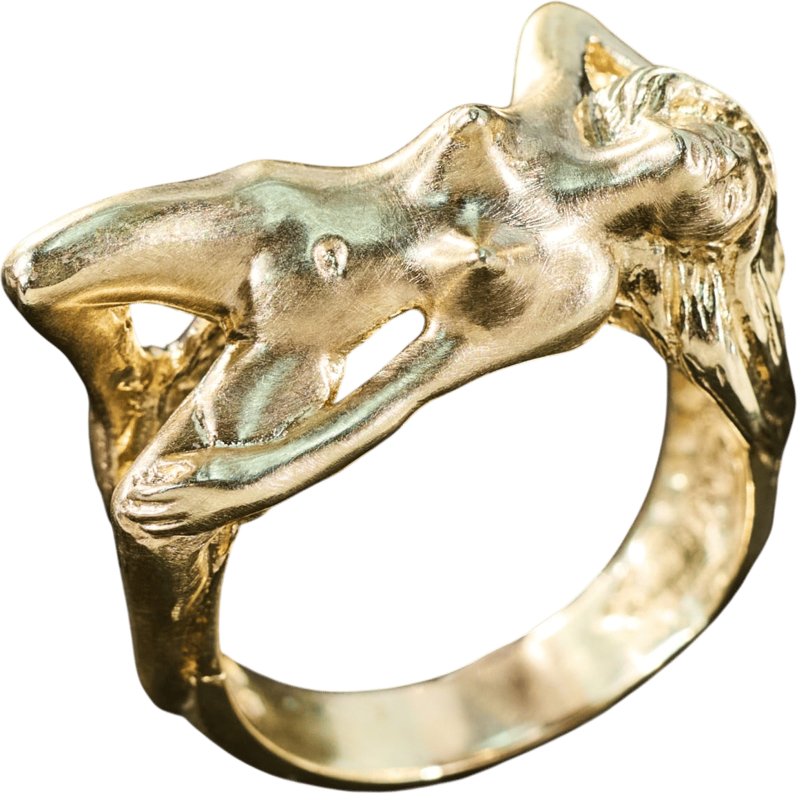 Nude Woman Ring 14K Yellow Gold
