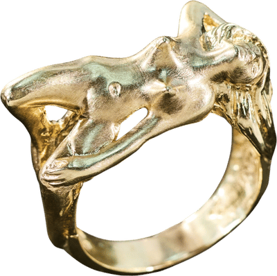 Nude Woman Ring 14K Yellow Gold
