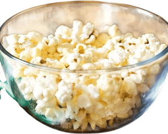 stovetop popcorn popped with white truffle oil and paprika