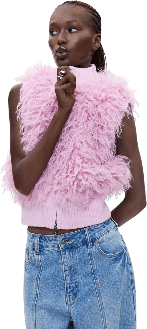 Desigual Synthetic Fur Vest Red