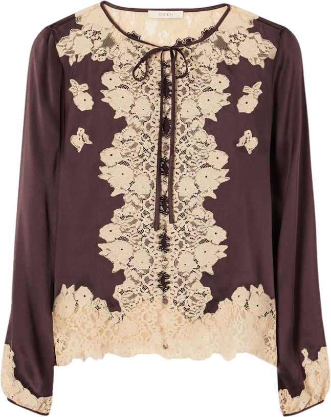 Lucine Lace-Trimmed Silk-Satin Blouse