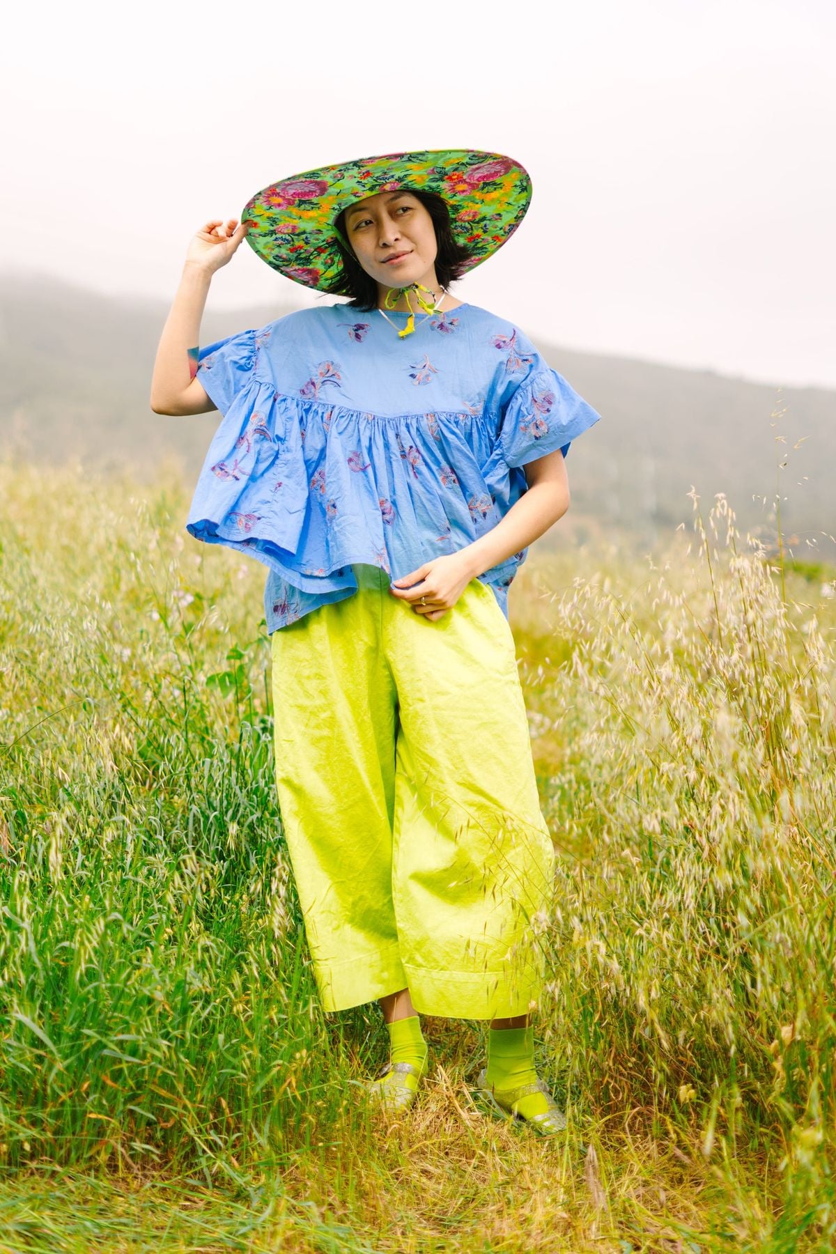Nettle Studios Limeade Linen Mid Easy Pant