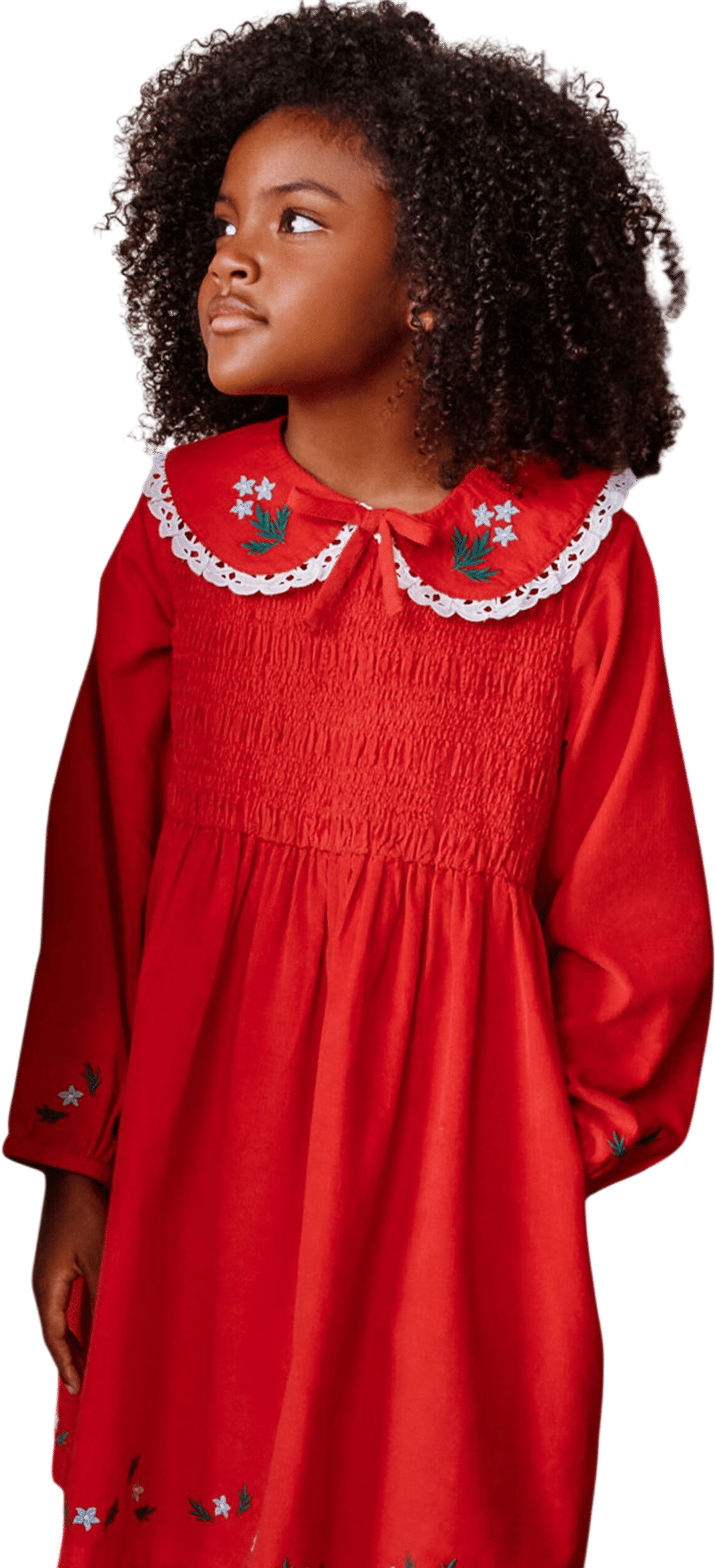 Balloon Sleeve Collared Corduroy Dress with Pockets