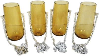 Vintage Hanging Neck Chain Drinking Glass Set