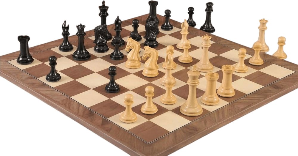 Imperfect - 4.4" Imperial Genuine Ebony / Boxwood Wood Chess Pieces