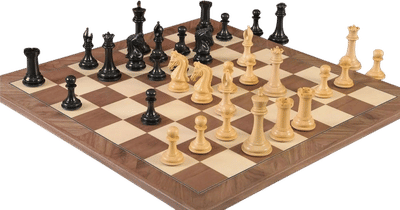 Imperfect - 4.4" Imperial Genuine Ebony / Boxwood Wood Chess Pieces