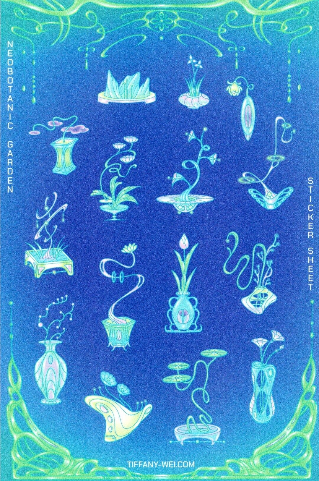 Iridescent garden stickers