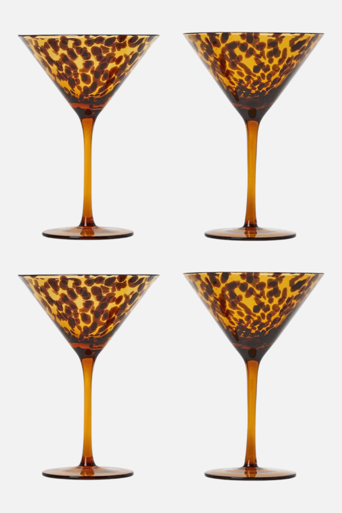 Two's Company Tortoise Martini Glass Set of 4