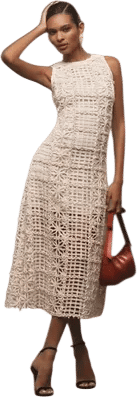 Sleeveless Textured Midi Dress