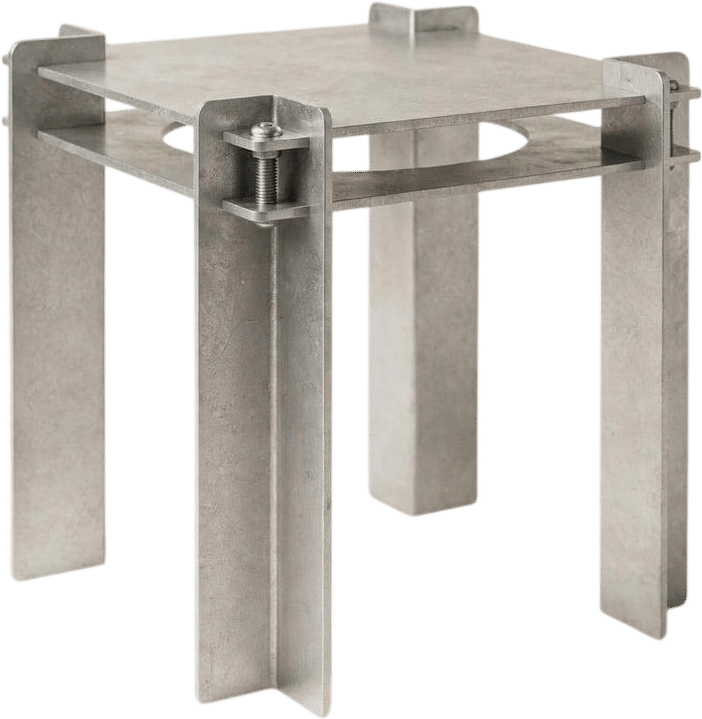 Handcrafted Industrial Aluminum Side Table