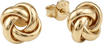 14K Solid Gold Knot Stud Earrings