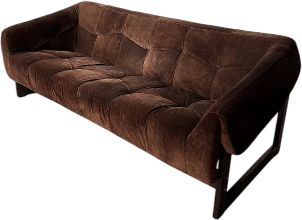 MP-91 BROWN SUEDE 3 SEATER SOFA BY PERCIVAL LAFER, 60's