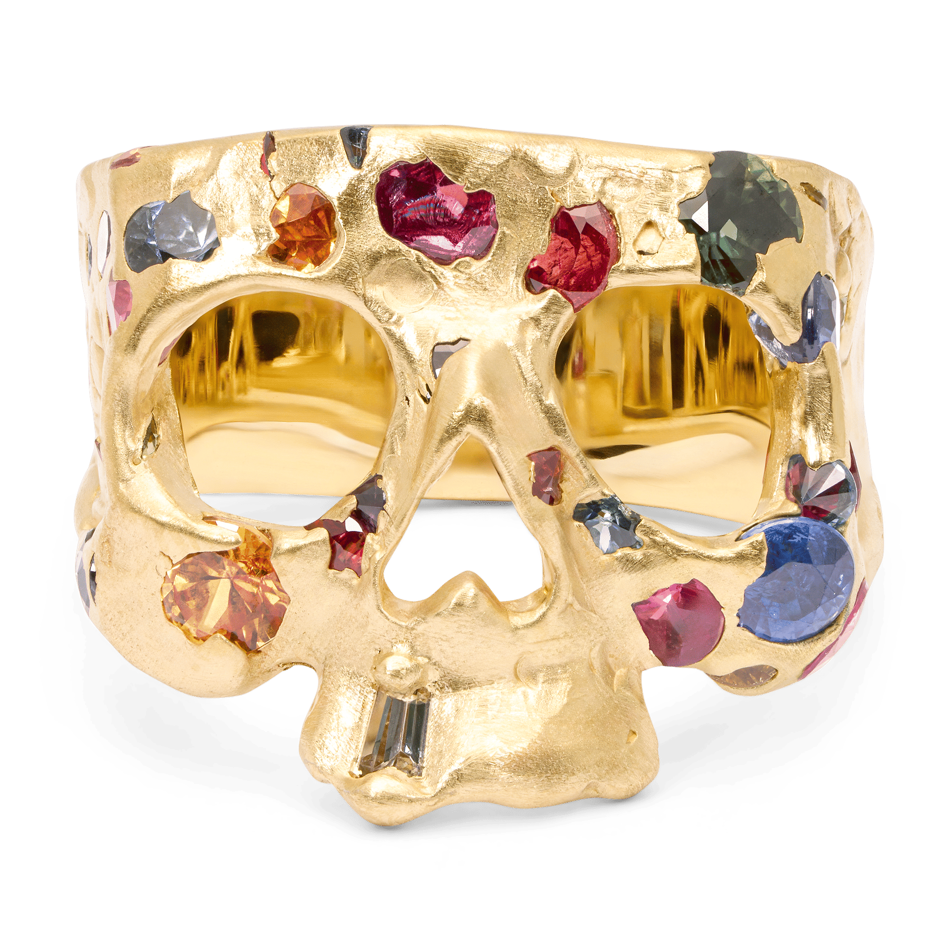 Polly Wales Rainbow Confetti Skull Ring