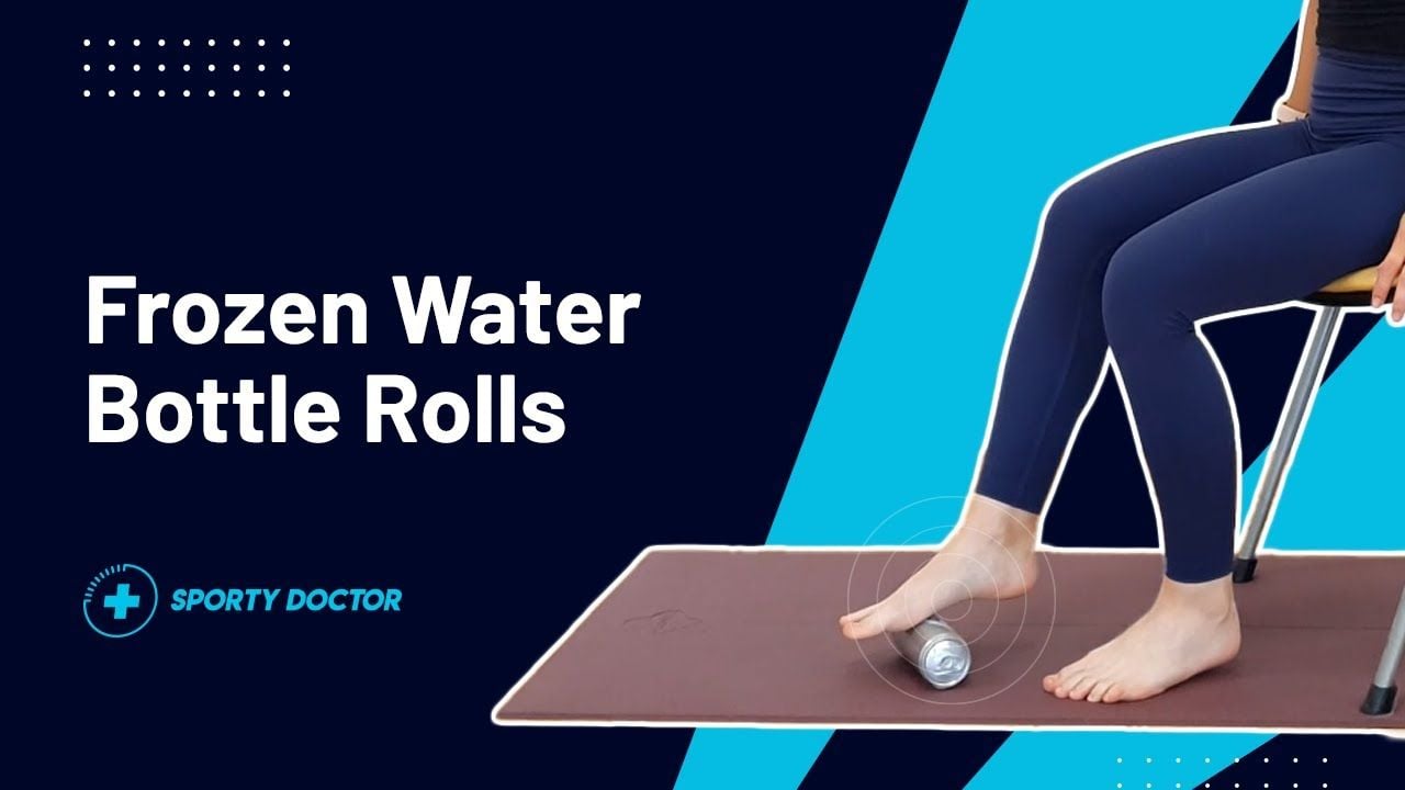 Rolling the bottom of your foot on a water bottle