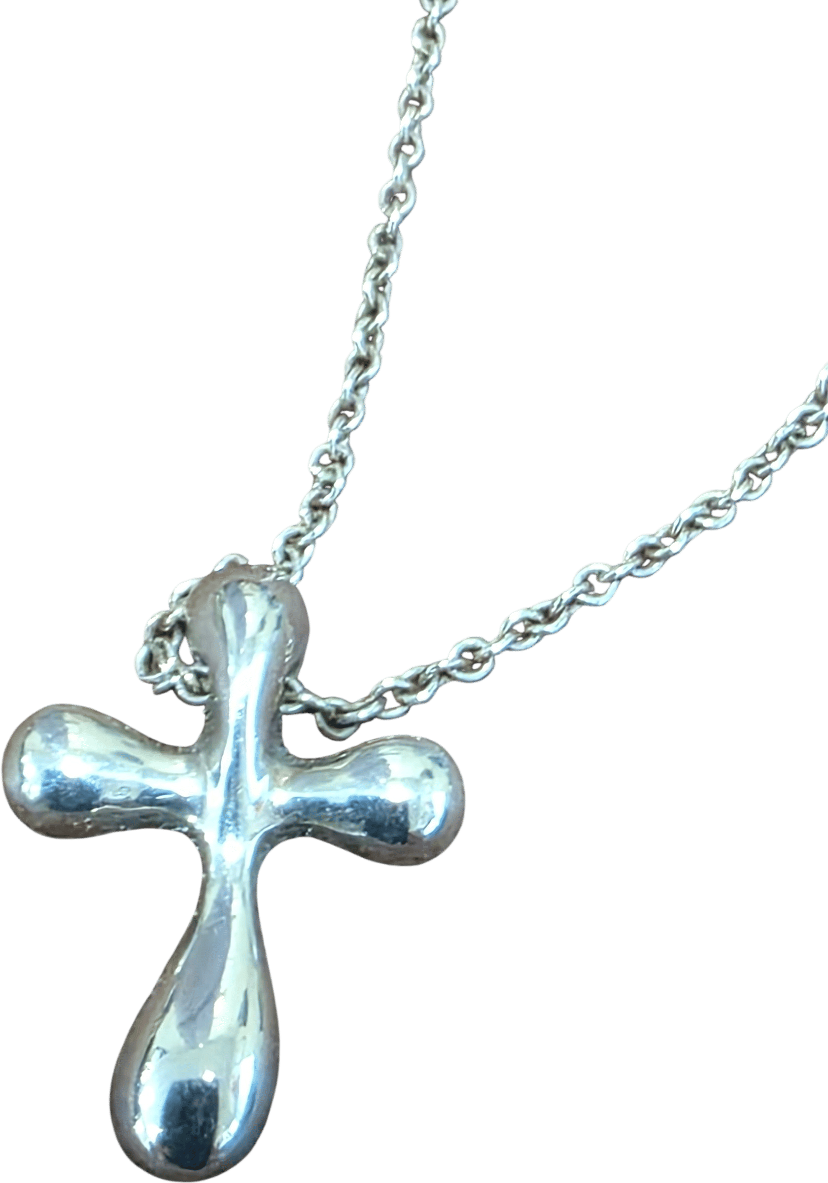 Got a genuine sterling silver Elsa Peretti cross necklace on Poshmark for like $100. It had a tiny little knot in the chain by the clasp, which I was able to easily untangle when it arrived. Girl who sold it to me could not care less. I had been seeking reasonably priced, gently used Tiffany's pieces for a while and was thrilled to get this for the price!