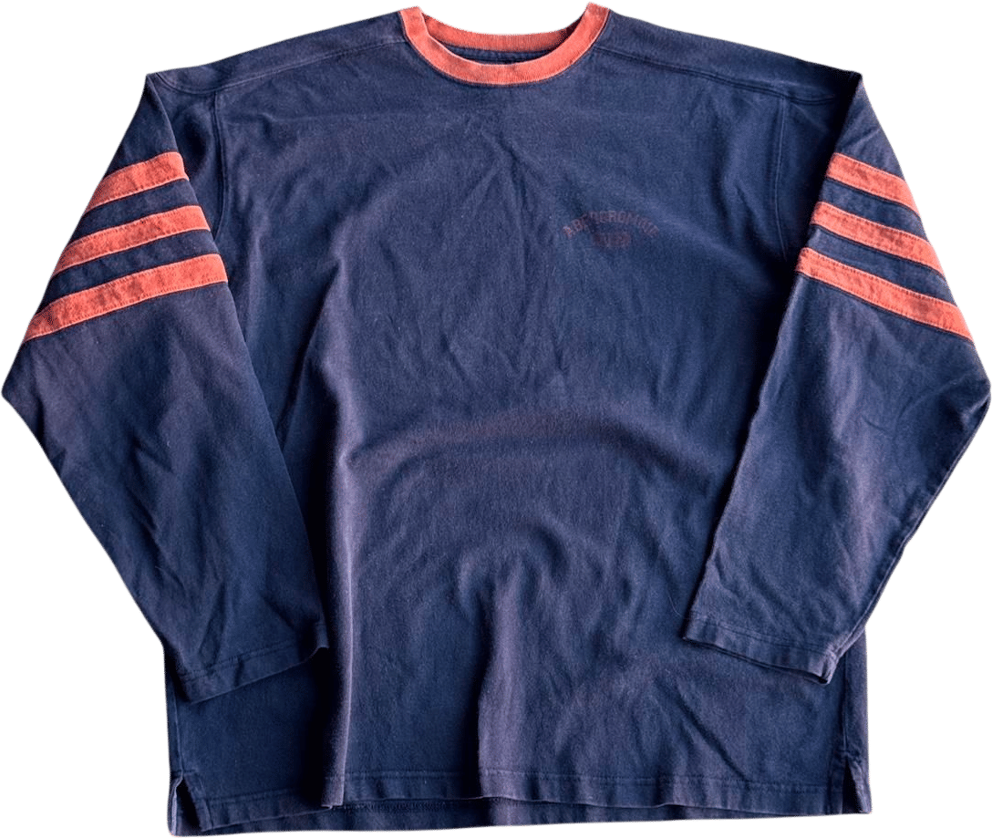 Abercrombie & Fitch Men's Navy and Orange Shirt