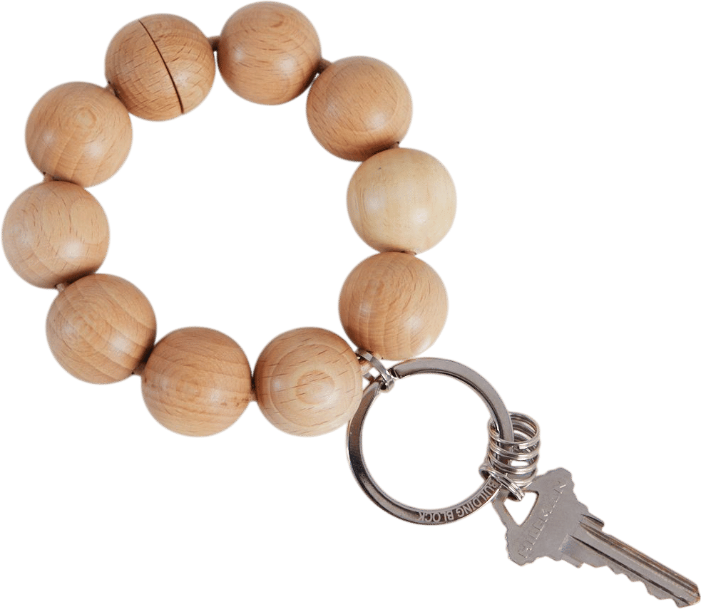Building Block wood ball keychain