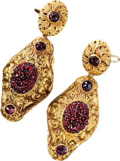 Late-Victorian Rose Cut Garnet Earrings