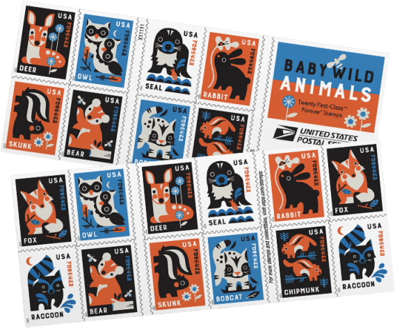 Baby wild animal stamps