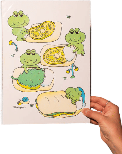 Tom Bingham A4 Risograph Print Sandwich Frog