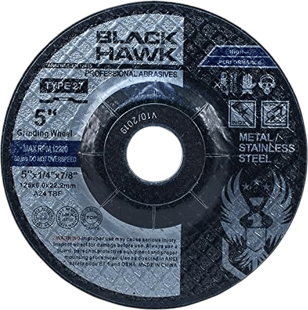 BHA Depressed Center Metal Grinding Wheels for Angle Grinders, 5” x 1/4” x 7/8” - 5 Pack