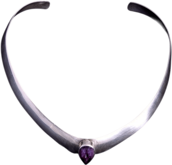 Sterling Silver Choker Necklace with Amethyst Stone | Khata Space