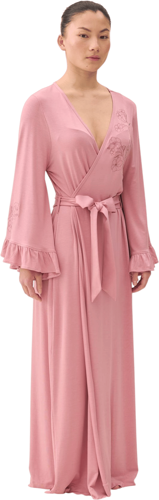 Go Slow Embroidered Robe Dusty Pink