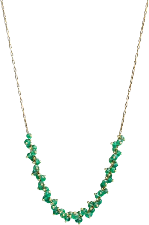 Emerald Gold Beaded Spiral Cluster Choker